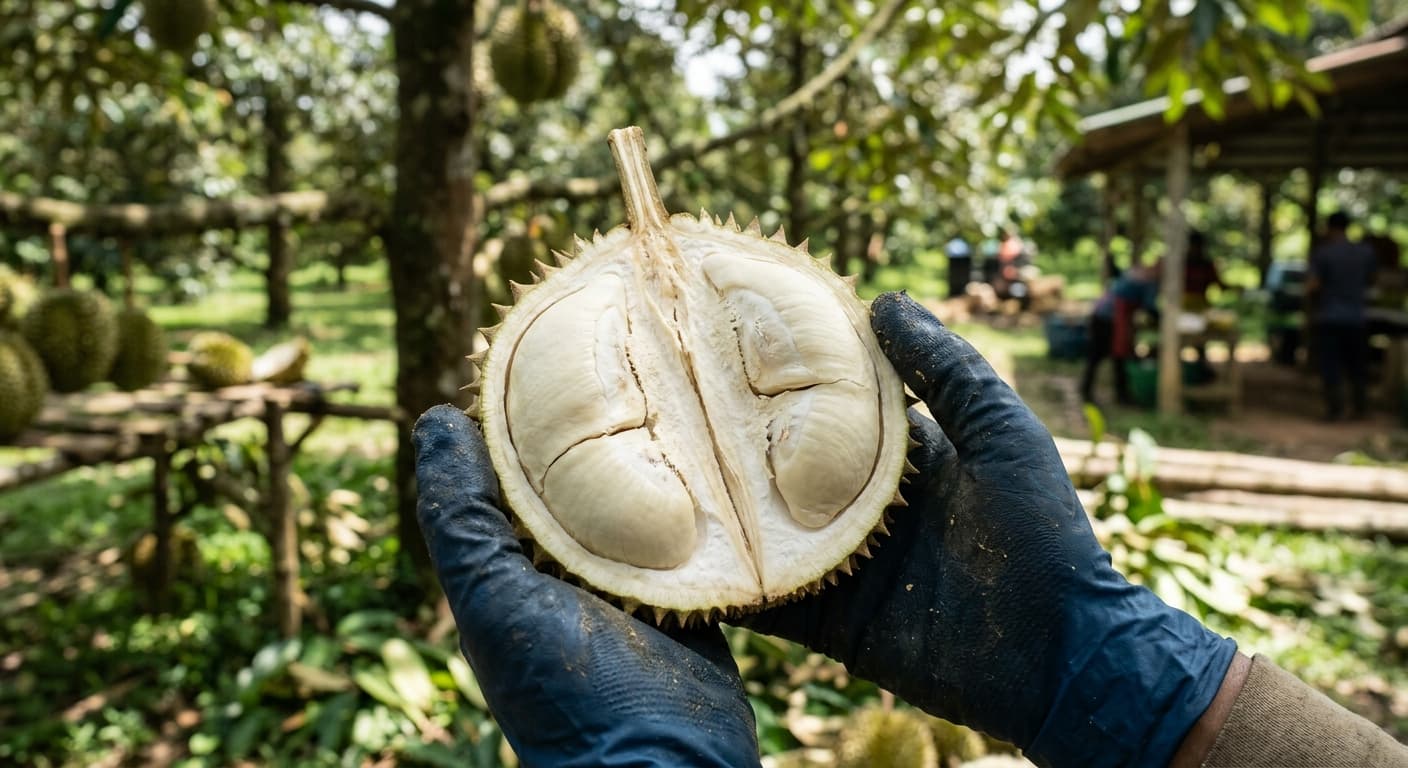 Golden Phoenix Durian D198 - Bitter-elegant Malaysian durian with pale floral flesh from Pahang and Johor